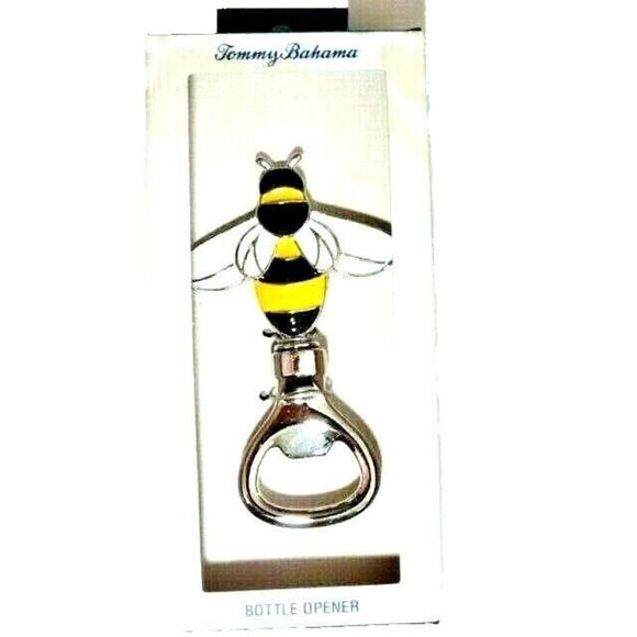 Tommy Bahama Bee Bottle Opener Enamel Metal Yellow Black Honeybee 2 x 4 inch NIB - Picture 1 of 2